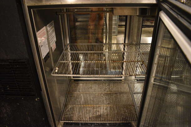 BEAUTIFUL! Glastender Model PT84-L1-GNH (RRL-RLL) Metal Commercial 3 Door Pass Through Cooler Merchandiser w/ Side Shelves. 115 Volts, 1 Phase. 140x30x56. Tested and Working! - Image 12 of 12