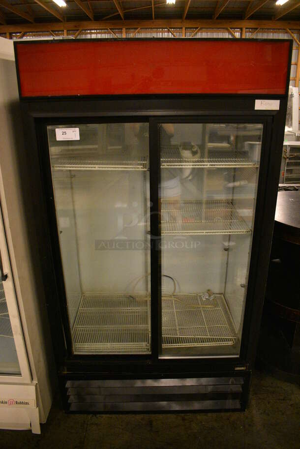 NICE! Beverage Air Model MT38 Metal Commercial 2 Door Reach In Cooler Merchandiser w/ Poly Coated Racks. 115 Volts, 1 Phase. 43x30x78. Cannot Test Due To Cut Power Cord