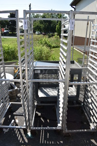 Metal Commercial Pan Transport Rack on Commercial Casters. 20.5x26x70