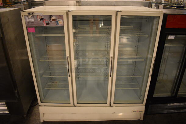 FAB! National Refrigeration Model ULG80BCP-5 Metal Commercial 3 Door Reach In Freezer Merchandiser w/ Poly Racks. 115/208-230 Volts, 1 Phase. 77x34x80 - Image 1 of 7