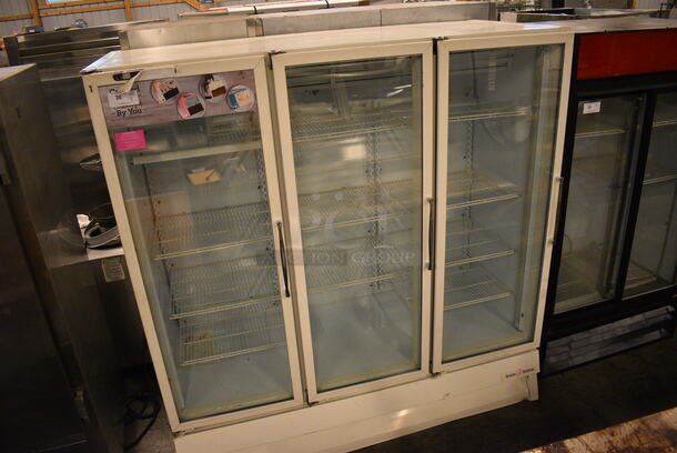 FAB! National Refrigeration Model ULG80BCP-5 Metal Commercial 3 Door Reach In Freezer Merchandiser w/ Poly Racks. 115/208-230 Volts, 1 Phase. 77x34x80 - Image 2 of 7