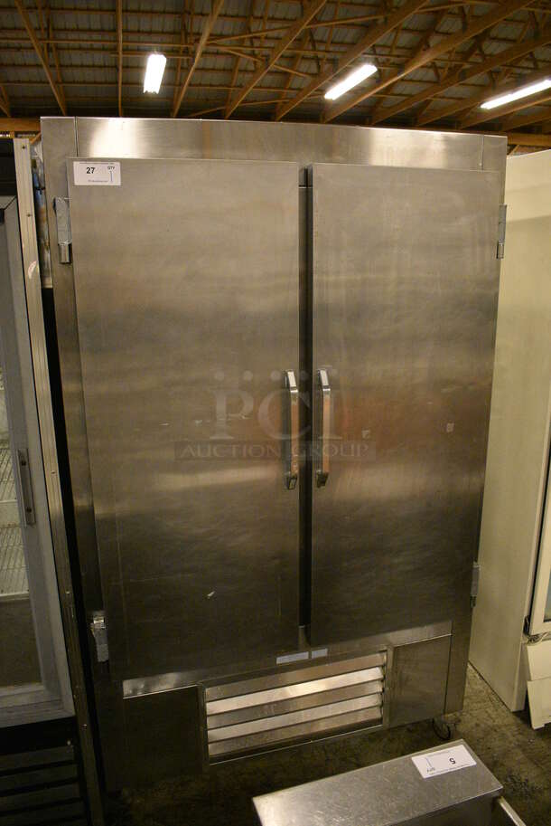 NICE! 2011 Leader Model LR48 SC Stainless Steel Commercial 2 Door Reach In Cooler on Commercial Casters. 115 Volts, 1 Phase. 48x32x79.5. Tested and Powers On But Does Not Get Cold - Image 3 of 6