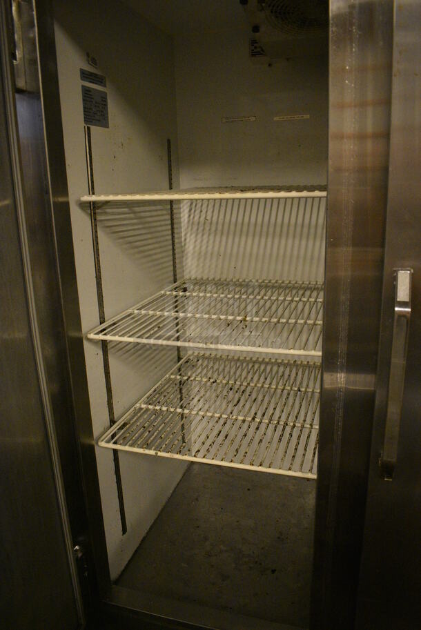 NICE! 2011 Leader Model LR48 SC Stainless Steel Commercial 2 Door Reach In Cooler on Commercial Casters. 115 Volts, 1 Phase. 48x32x79.5. Tested and Powers On But Does Not Get Cold - Image 5 of 6