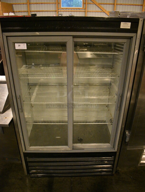 NICE! Evans Model LDW-49 Metal Commercial 2 Door Reach In Cooler Merchandiser w/ Poly Coated Racks. 115 Volts, 1 Phase. 48x30x78. Tested and Powers On But Does Not Get Cold - Image 1 of 6