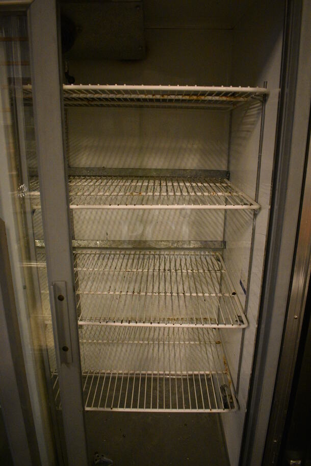 NICE! Evans Model LDW-49 Metal Commercial 2 Door Reach In Cooler Merchandiser w/ Poly Coated Racks. 115 Volts, 1 Phase. 48x30x78. Tested and Powers On But Does Not Get Cold - Image 6 of 6