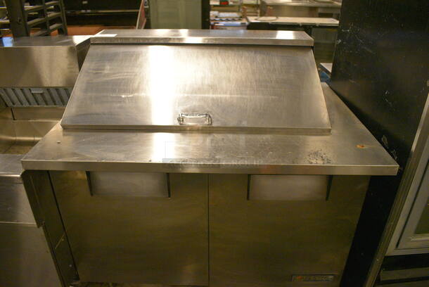 NICE! 2004 True Model TSSU-48-18M-B Stainless Steel Commercial Sandwich Salad Prep Table Bain Marie Mega Top on Commercial Casters. 115 Volts, 1 Phase. 48x34x46. Tested and Powers On But Does Not Get Cold