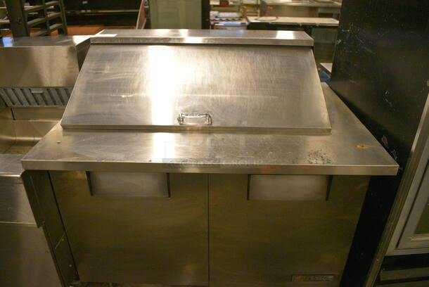 NICE! 2004 True Model TSSU-48-18M-B Stainless Steel Commercial Sandwich Salad Prep Table Bain Marie Mega Top on Commercial Casters. 115 Volts, 1 Phase. 48x34x46. Tested and Powers On But Does Not Get Cold - Image 1 of 8