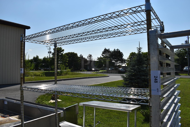 Chrome Finish 4 Tier Shelving Unit on Commercial Casters. 48x18x77. BUYER MUST DISMANTLE. PCI CANNOT  DISMANTLE FOR SHIPPING. PLEASE CONSIDER FREIGHT CHARGES. - Image 2 of 3