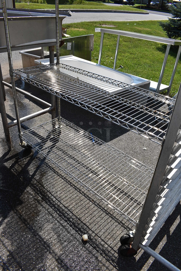 Chrome Finish 4 Tier Shelving Unit on Commercial Casters. 48x18x77. BUYER MUST DISMANTLE. PCI CANNOT  DISMANTLE FOR SHIPPING. PLEASE CONSIDER FREIGHT CHARGES. - Image 3 of 3