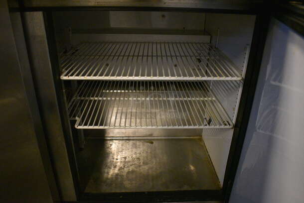 NICE! 2004 True Model TSSU-48-18M-B Stainless Steel Commercial Sandwich Salad Prep Table Bain Marie Mega Top on Commercial Casters. 115 Volts, 1 Phase. 48x34x46. Tested and Powers On But Does Not Get Cold - Image 7 of 8