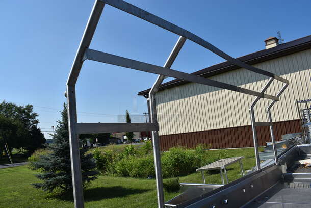 Stainless Steel Commercial 3 Bay Sink w/ Dual Drainboards, 3 Sink Bay Covers and Overhead Pot Rack. 120x30x84. Bays 24x24x13. Drainboards 22x26x1 - Image 3 of 5