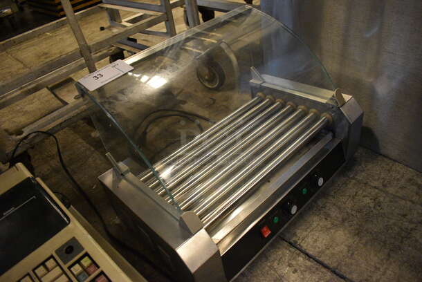NICE! 2014 Sybo Model ET-R2-7 Stainless Steel Commercial Countertop Hot Dog Roller w/ Sneeze Guard. 110 Volts, 1 Phase. 23x13x16. Tested and Working! - Image 2 of 6