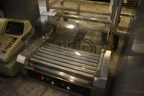 NICE! 2014 Sybo Model ET-R2-7 Stainless Steel Commercial Countertop Hot Dog Roller w/ Sneeze Guard. 110 Volts, 1 Phase. 23x13x16. Tested and Working! - Image 3 of 6