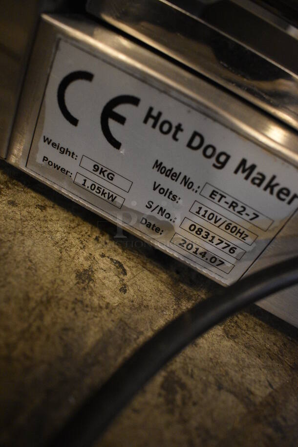 NICE! 2014 Sybo Model ET-R2-7 Stainless Steel Commercial Countertop Hot Dog Roller w/ Sneeze Guard. 110 Volts, 1 Phase. 23x13x16. Tested and Working! - Image 6 of 6