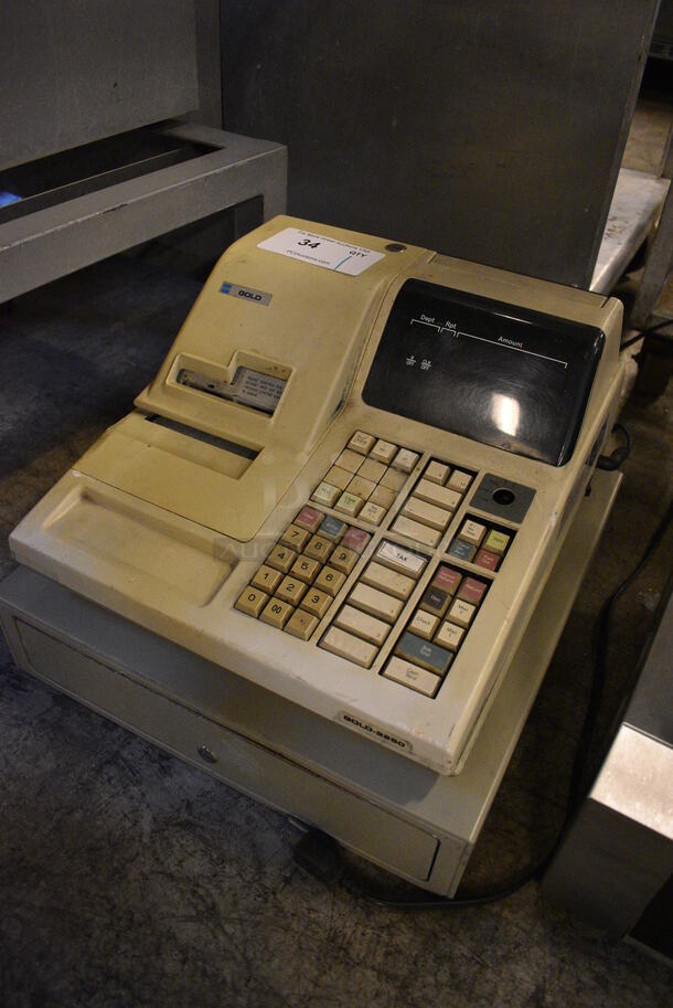 Gold Countertop Electronic Cash Register. 16x17x13 - Image 2 of 5