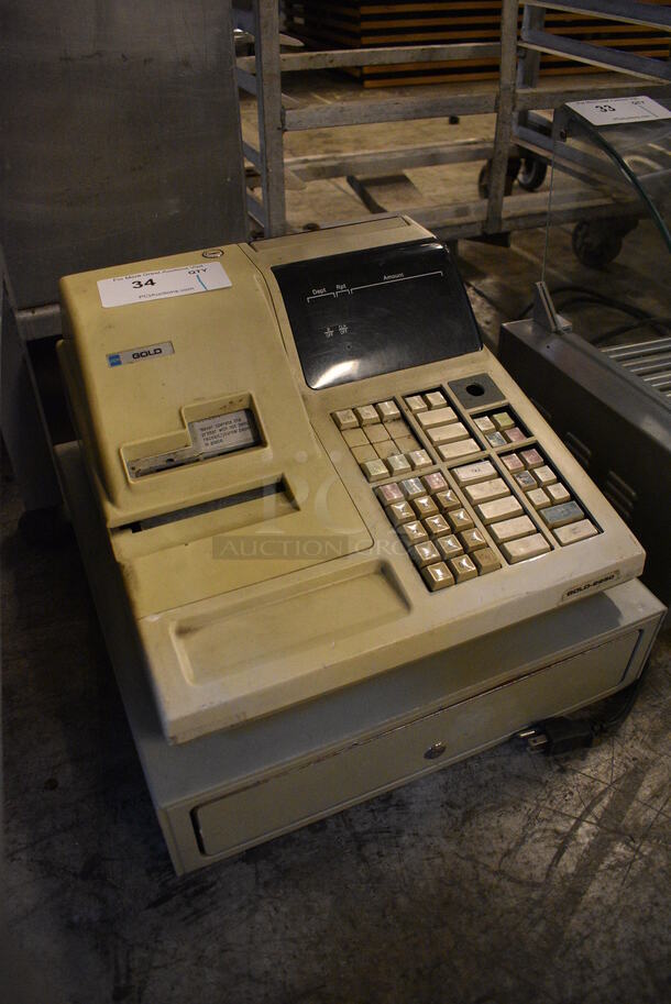 Gold Countertop Electronic Cash Register. 16x17x13 - Image 3 of 5