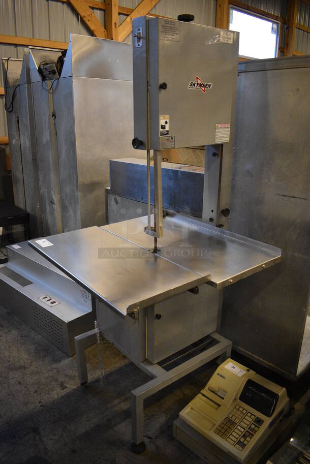 AWESOME! 2014 Skyfood Stainless Steel Commercial Floor Style Electric Powered Meat Saw. 220 Volts. 32x36x74