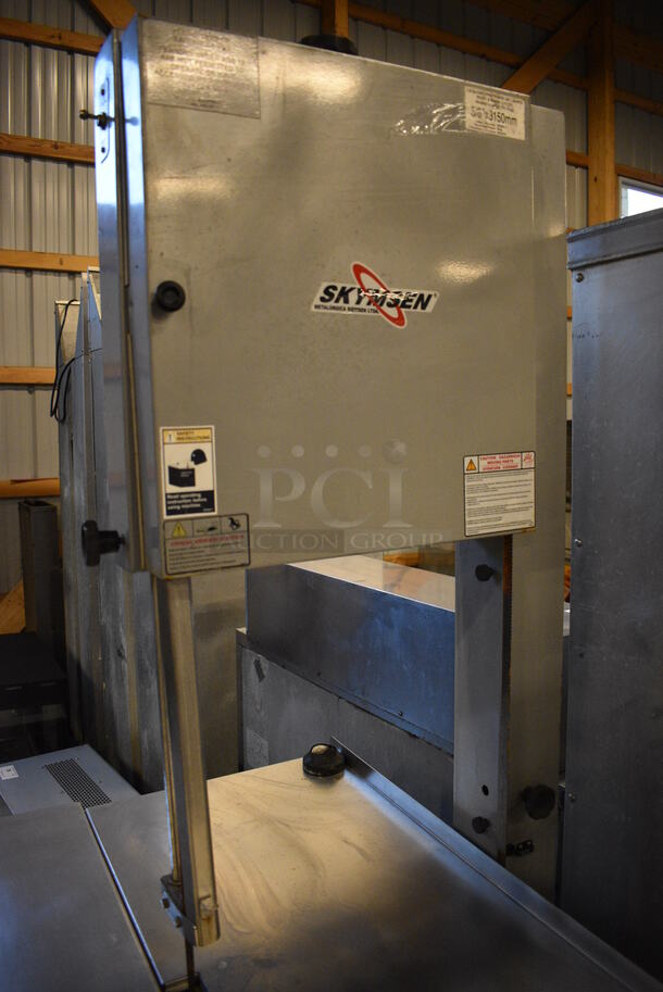 AWESOME! 2014 Skyfood Stainless Steel Commercial Floor Style Electric Powered Meat Saw. 220 Volts. 32x36x74 - Image 3 of 8