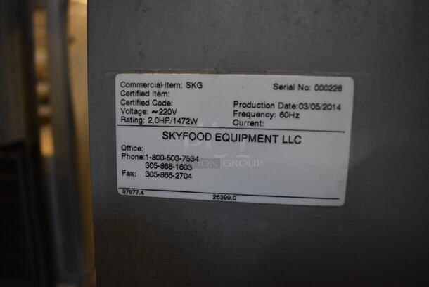 AWESOME! 2014 Skyfood Stainless Steel Commercial Floor Style Electric Powered Meat Saw. 220 Volts. 32x36x74 - Image 7 of 8