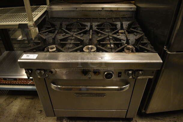 GREAT! Southbend Stainless Steel Commercial Gas Powered 6 Burner Range w/ Lower CONVECTION Oven on Commercial Casters. 36x41x44 - Image 1 of 8