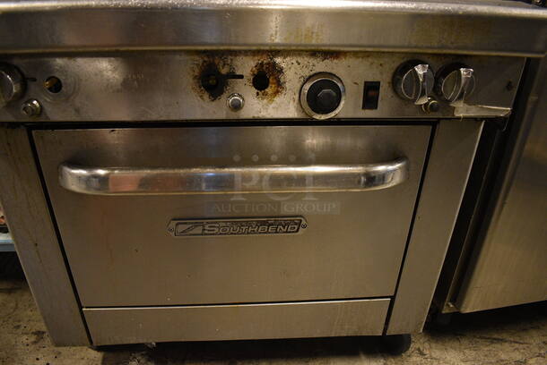 GREAT! Southbend Stainless Steel Commercial Gas Powered 6 Burner Range w/ Lower CONVECTION Oven on Commercial Casters. 36x41x44 - Image 5 of 8