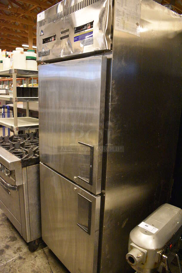 NICE! Everest Model ESRFH2 Stainless Steel Commercial 2 Half Size Door Reach In Cooler on Commercial Casters. 115 Volts, 1 Phase. 29x32x79. Tested and Powers On But Does Not Get Cold - Image 7 of 7