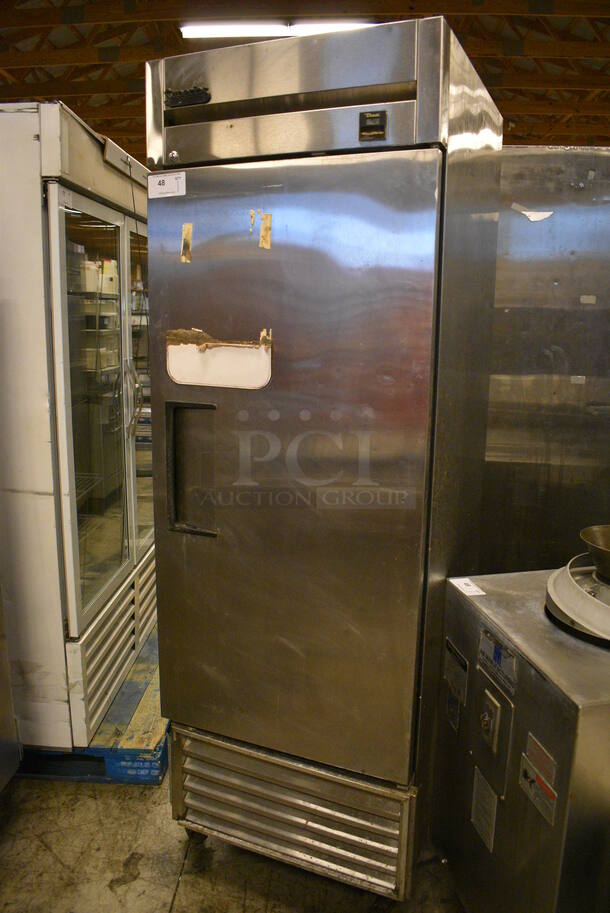 NICE! 2006 True Model TS-23F Stainless Steel Commercial 2 Half Size Door Reach In Freezer w/ Poly Coated Racks on Commercial Casters. 115 Volts, 1 Phase. 27x30x83. Tested and Powers On But Does Not Get Cold - Image 2 of 6