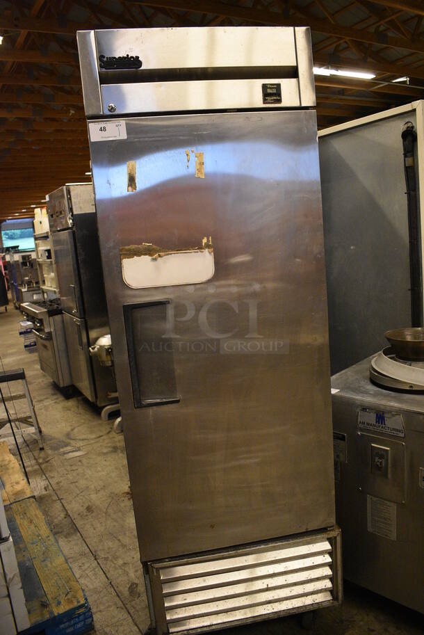 NICE! 2006 True Model TS-23F Stainless Steel Commercial 2 Half Size Door Reach In Freezer w/ Poly Coated Racks on Commercial Casters. 115 Volts, 1 Phase. 27x30x83. Tested and Powers On But Does Not Get Cold - Image 3 of 6
