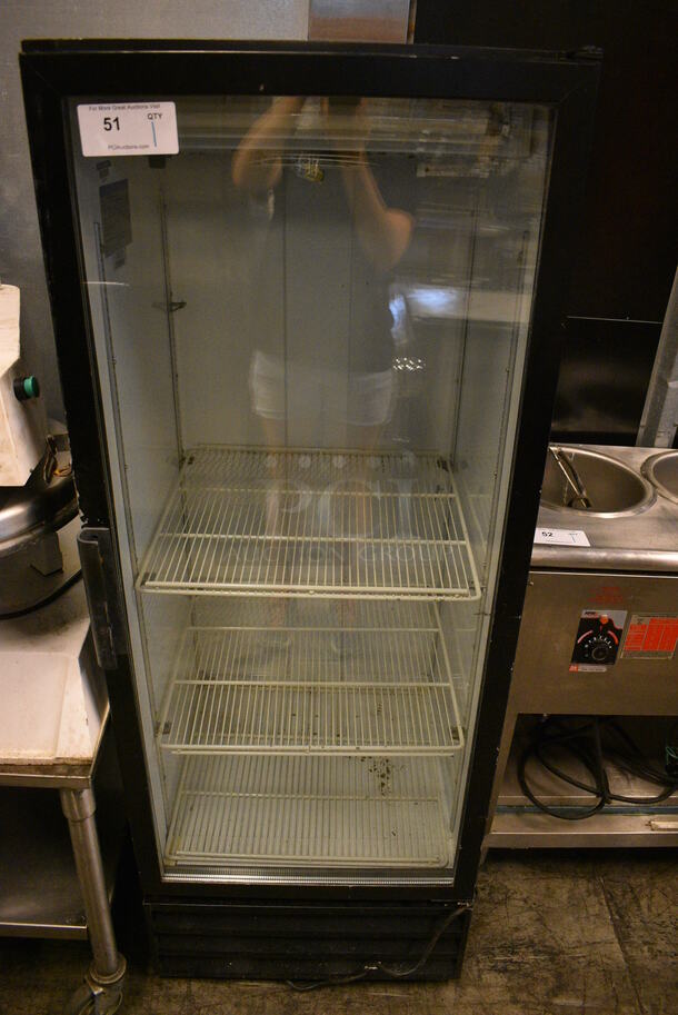 NICE! Beverage Air Model MT12 Metal Commercial Single Door Reach In Cooler Merchandiser w/ Poly Coated Racks. 115 Volts, 1 Phase. 24x24x63. Tested and Powers On But Does Not Get Cold - Image 1 of 5