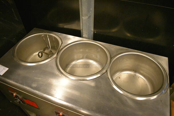NICE! APW Wyott Stainless Steel Commercial Floor Style Electric Powered 3 Well Steam Table w/ Undershelf. 36x18x36 - Image 3 of 8