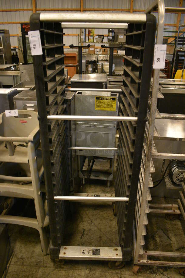 Black Commercial Pan Transport Rack on Commercial Casters. 22x27x67