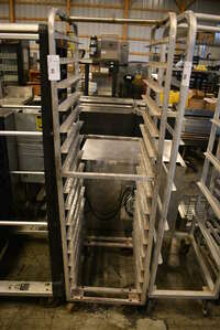 Metal Commercial Pan Transport Rack on Commercial Casters. 20.5x26x70
