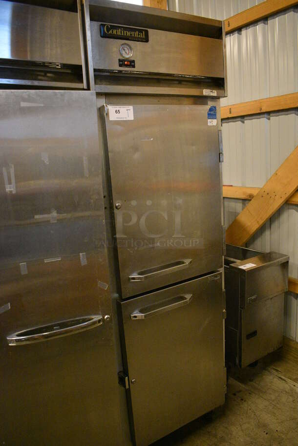 NICE! Continental Model 1R-MD ENERGY STAR Stainless Steel Commercial 2 Half Size Door Reach In Cooler on Commercial Casters. 115 Volts, 1 Phase. 26x34x82. Tested and Does Not Power On - Image 2 of 7