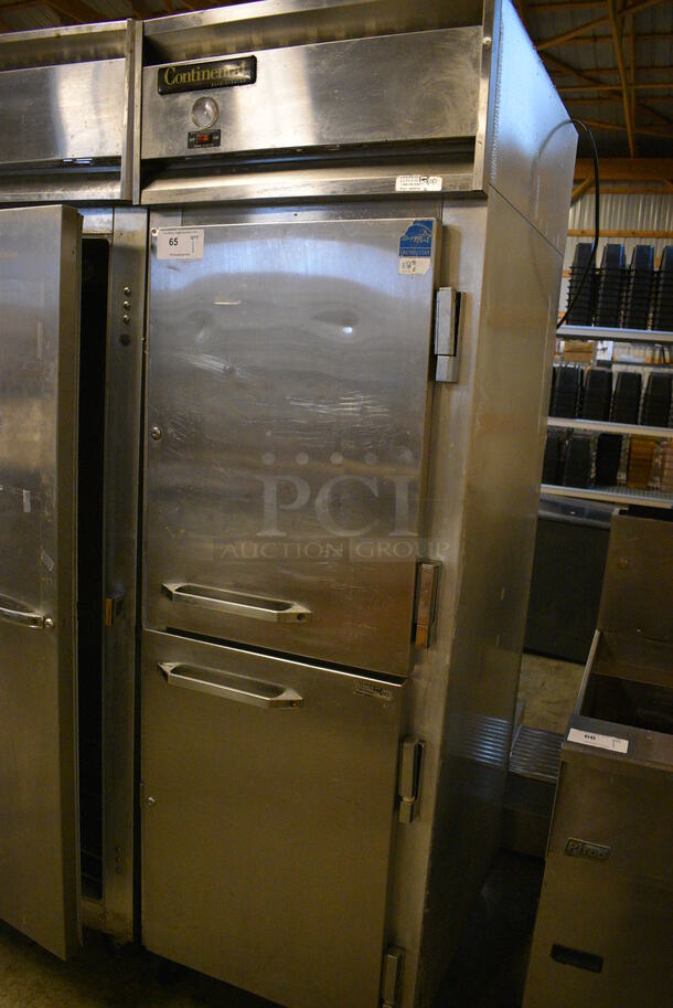 NICE! Continental Model 1R-MD ENERGY STAR Stainless Steel Commercial 2 Half Size Door Reach In Cooler on Commercial Casters. 115 Volts, 1 Phase. 26x34x82. Tested and Does Not Power On - Image 3 of 7
