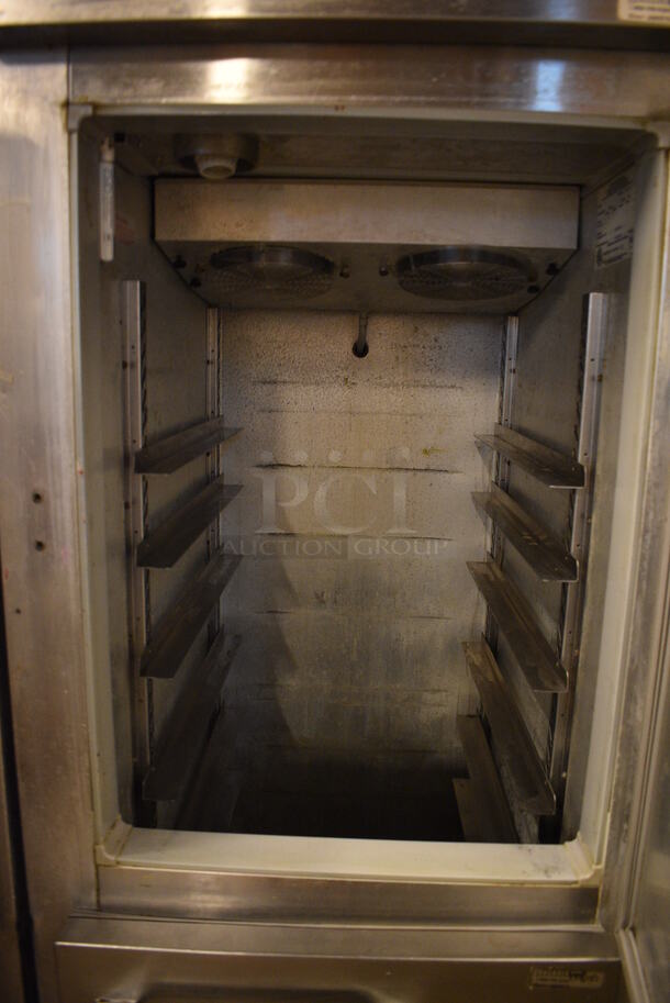 NICE! Continental Model 1R-MD ENERGY STAR Stainless Steel Commercial 2 Half Size Door Reach In Cooler on Commercial Casters. 115 Volts, 1 Phase. 26x34x82. Tested and Does Not Power On - Image 5 of 7