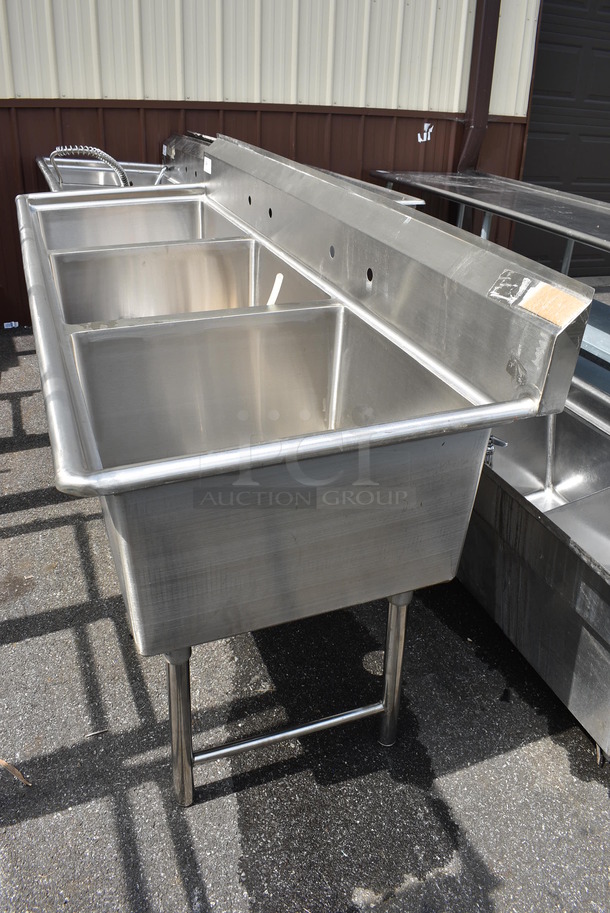 Stainless Steel Commercial 3 Bay Sink. 81x30x43. Bays 24x24x13 - Image 4 of 4