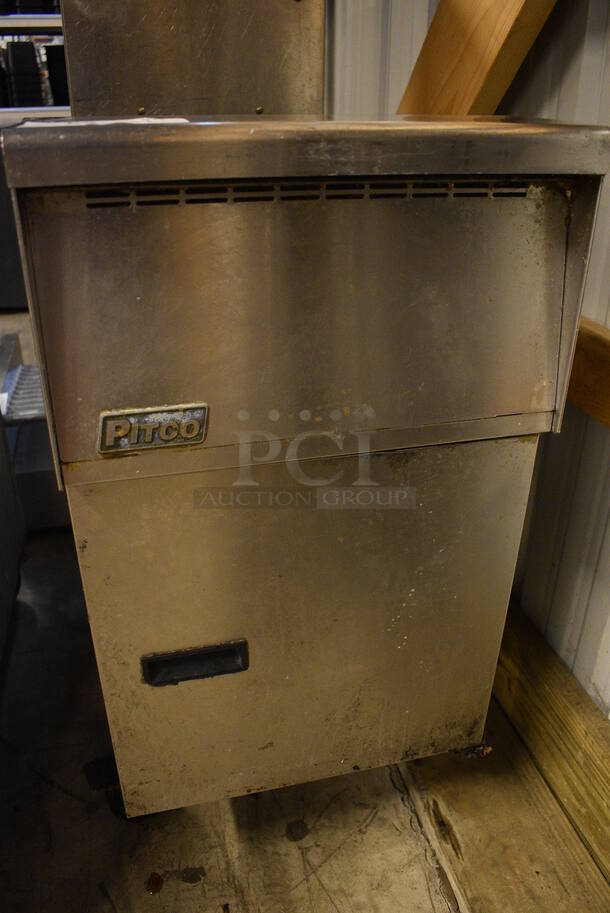 NICE! 2014 Pitco Frialator Model SG14R Stainless Steel Commercial Floor Style Natural Gas Powered Deep Fat Fryer on Commercial Casters. 122,000 BTU. 15.5x34x47 - Image 3 of 5