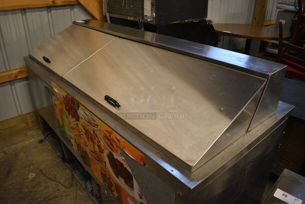 NICE! 2014 Leader Model ESLM72S/C Stainless Steel Commercial Cooler w/ 2 Lids and 3 Doors. 115 Volts, 1 Phase. 72x32x40. Tested and Working! - Image 3 of 11