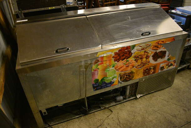 NICE! 2014 Leader Model ESLM72S/C Stainless Steel Commercial Cooler w/ 2 Lids and 3 Doors. 115 Volts, 1 Phase. 72x32x40. Tested and Working! - Image 7 of 11