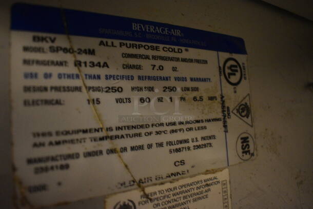 NICE! Beverage Air Model SP60-24M Stainless Steel Commercial Salad Sandwich Prep Table Bain Marie Mega Top on Commercial Casters. 115 Volts, 1 Phase. 60x37x47. Tested and Powers On But Does Not Get Cold - Image 8 of 8