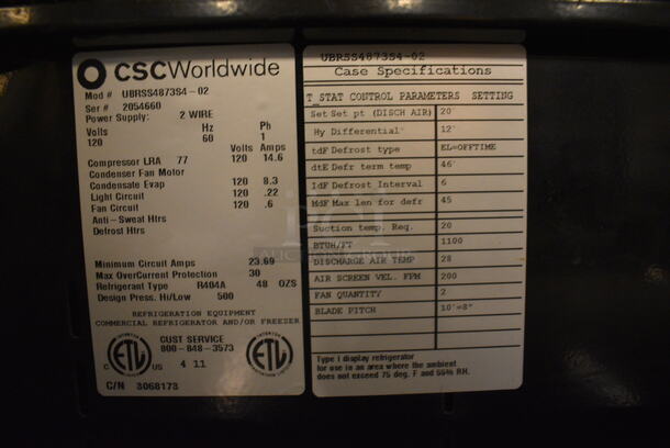NICE! CSC Worldwide Model UBRSS4873S4-02 Metal Floor Style Display Case Grab N Go Merchandiser. 120 Volts, 1 Phase. 74x49x48. Cannot Test Due To Plug Style - Image 5 of 6