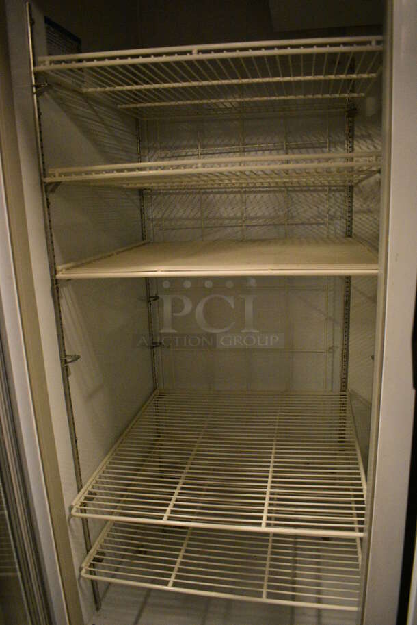 GREAT! Beverage Air Model CRG74-1 Metal Commercial 3 Door Reach In Cooler Merchandiser w/ Poly Coated Racks. 115 Volts, 1 Phase. 77x32x79. Tested and Powers On But Does Not Get Cold - Image 2 of 6