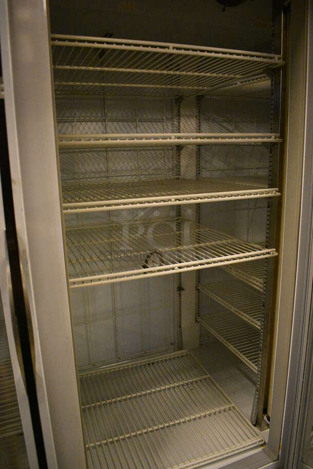 GREAT! Beverage Air Model CRG74-1 Metal Commercial 3 Door Reach In Cooler Merchandiser w/ Poly Coated Racks. 115 Volts, 1 Phase. 77x32x79. Tested and Powers On But Does Not Get Cold - Image 4 of 6