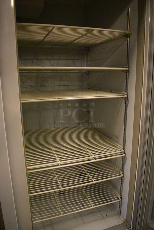 GREAT! Beverage Air Model CRG74-1 Metal Commercial 3 Door Reach In Cooler Merchandiser w/ Poly Coated Racks. 115 Volts, 1 Phase. 77x32x79. Tested and Powers On But Does Not Get Cold - Image 5 of 6