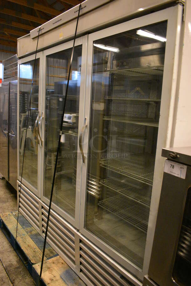 GREAT! Beverage Air Model CRG74-1 Metal Commercial 3 Door Reach In Cooler Merchandiser w/ Poly Coated Racks. 115 Volts, 1 Phase. 77x32x79. Tested and Powers On But Does Not Get Cold - Image 6 of 6
