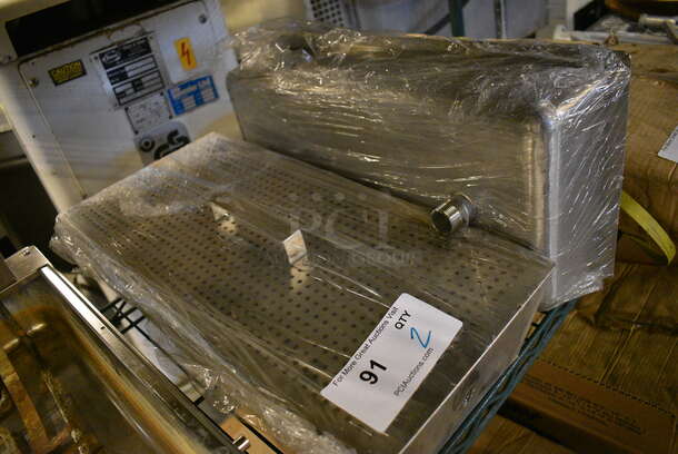 2 Metal Bins w/ Perforated Lids. 9x19x5.5. 2 Times Your Bid! - Image 2 of 3