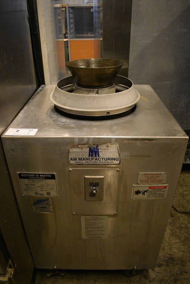 GORGEOUS! Round O Matic Model R-900 Stainless Steel Commercial Floor Style Electric Powered Dough Rounder on Commercial Casters. 120 Volts, 1 Phase. 24x24x44. Tested and Working!