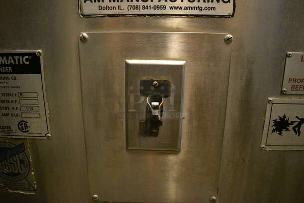 GORGEOUS! Round O Matic Model R-900 Stainless Steel Commercial Floor Style Electric Powered Dough Rounder on Commercial Casters. 120 Volts, 1 Phase. 24x24x44. Tested and Working! - Image 6 of 7