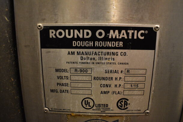 GORGEOUS! Round O Matic Model R-900 Stainless Steel Commercial Floor Style Electric Powered Dough Rounder on Commercial Casters. 120 Volts, 1 Phase. 24x24x44. Tested and Working! - Image 7 of 7