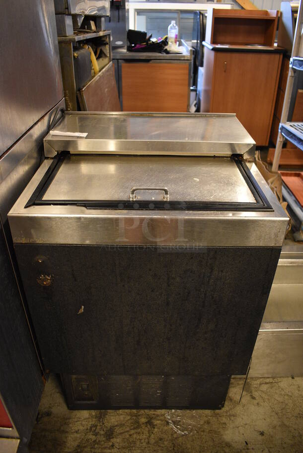 NICE! Glastender Model MF24-B1 Stainless Steel Commercial Back Bar Cooler w/ Sliding Lid. 115 Volts, 1 Phase. 24x24x34. Cannot Test - Unit Was Previously Hardwired